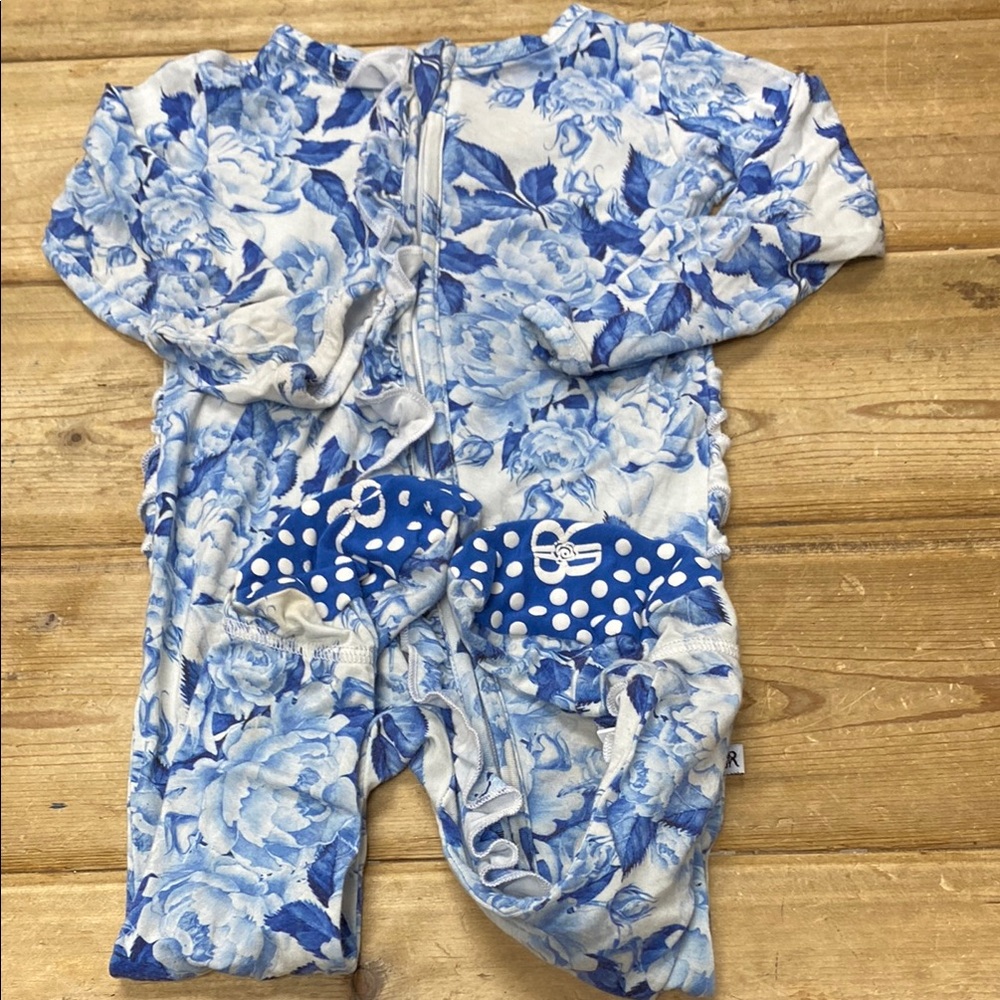 Blue Floral Baby Onesie
